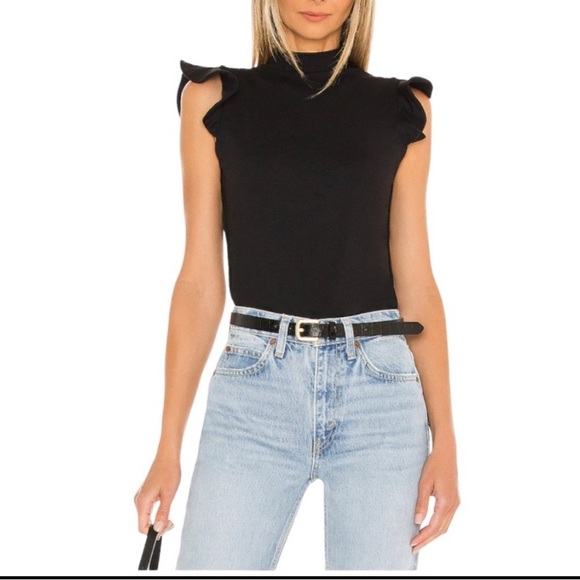 Susana Monaco Ruffle Mock Neck Top in Black XS - Picture 1 of 4